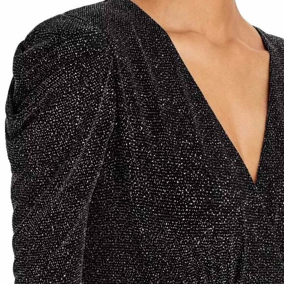 AQUA Drapey Mini Cocktail Holiday Night Out Metallic Party Dress Size 4 - Picture 10 of 15